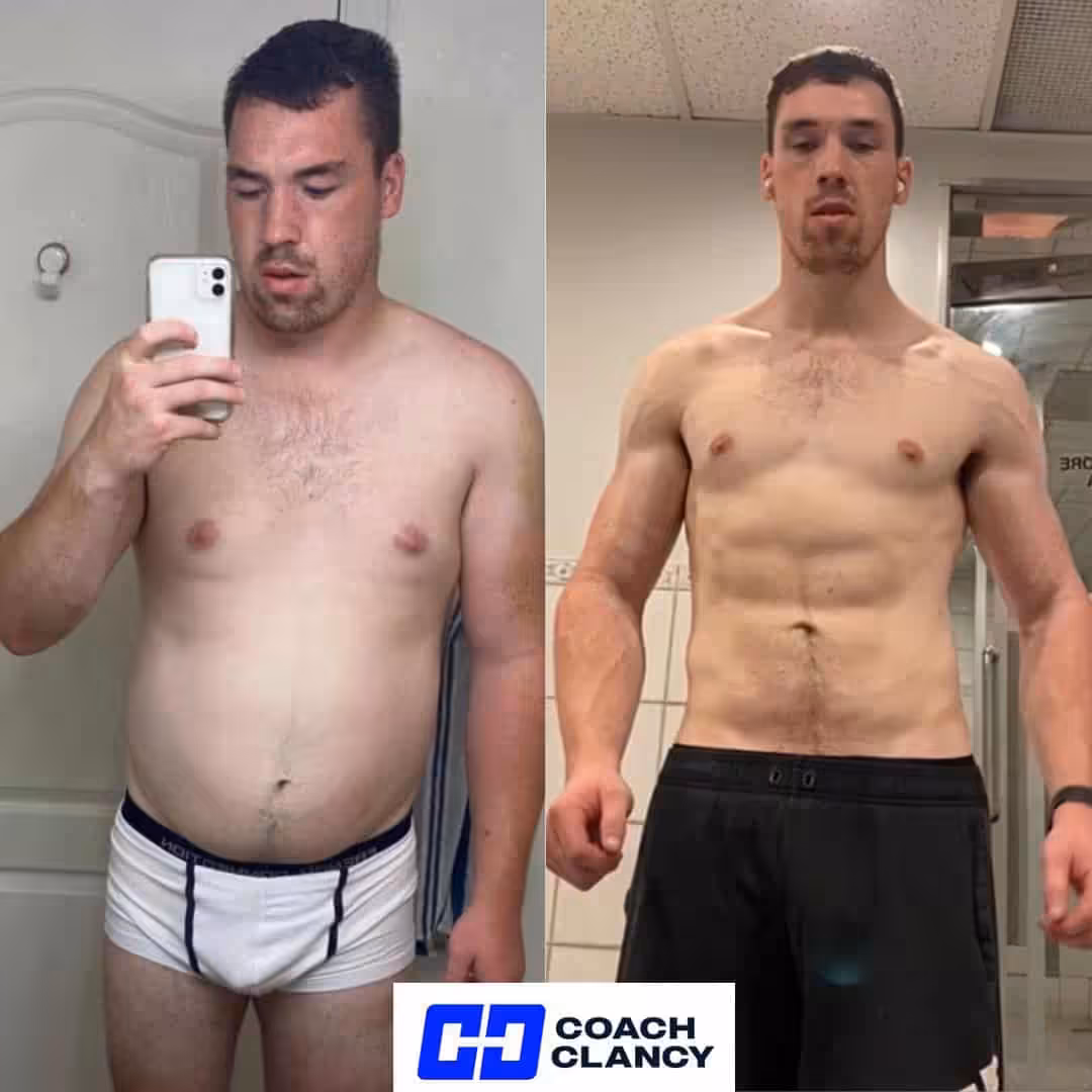 Coach Clancy online coaching Cian ogrady before after transformation